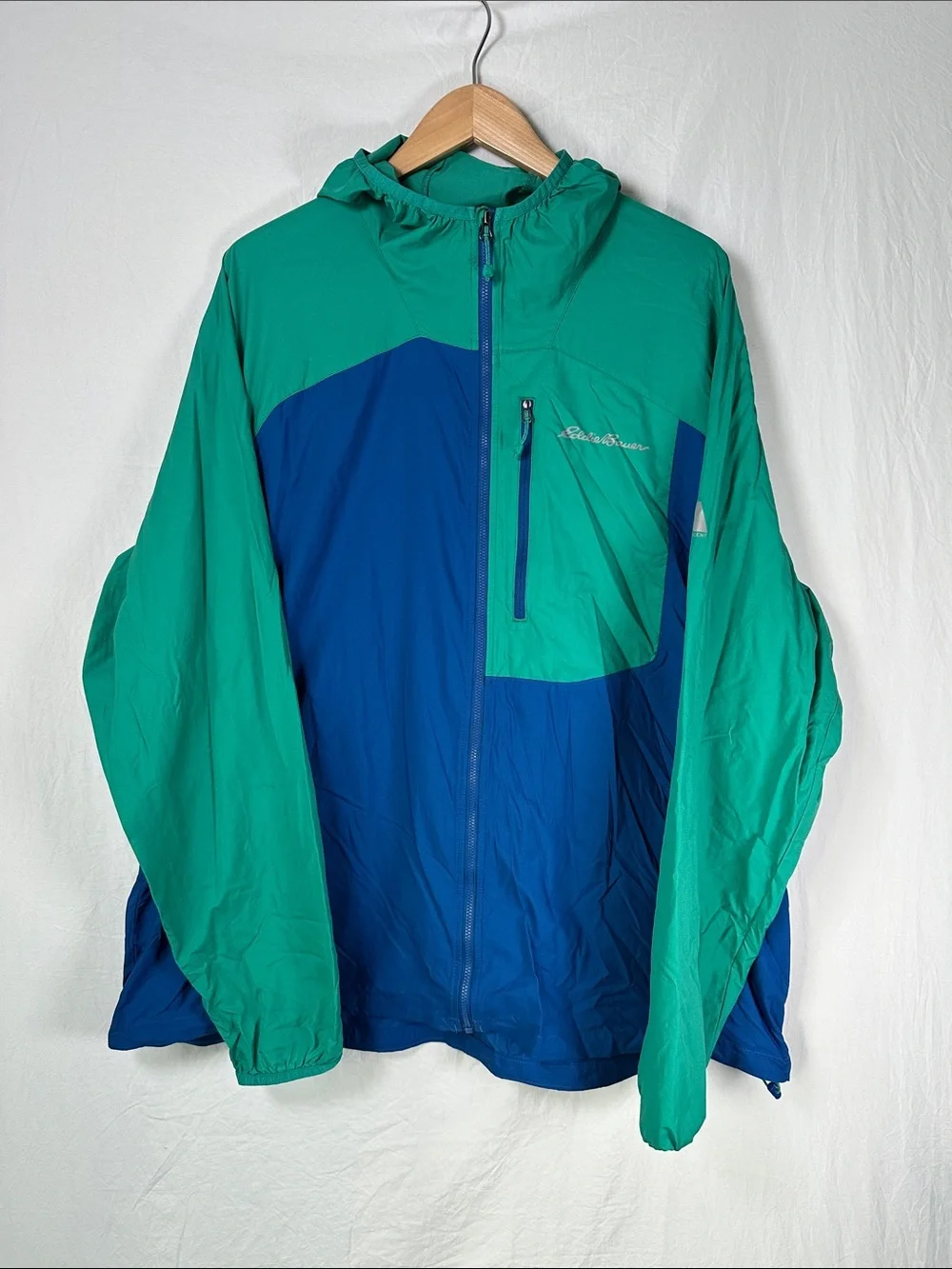 Eddie Bauer Teal and Blue Hooded Windbreaker